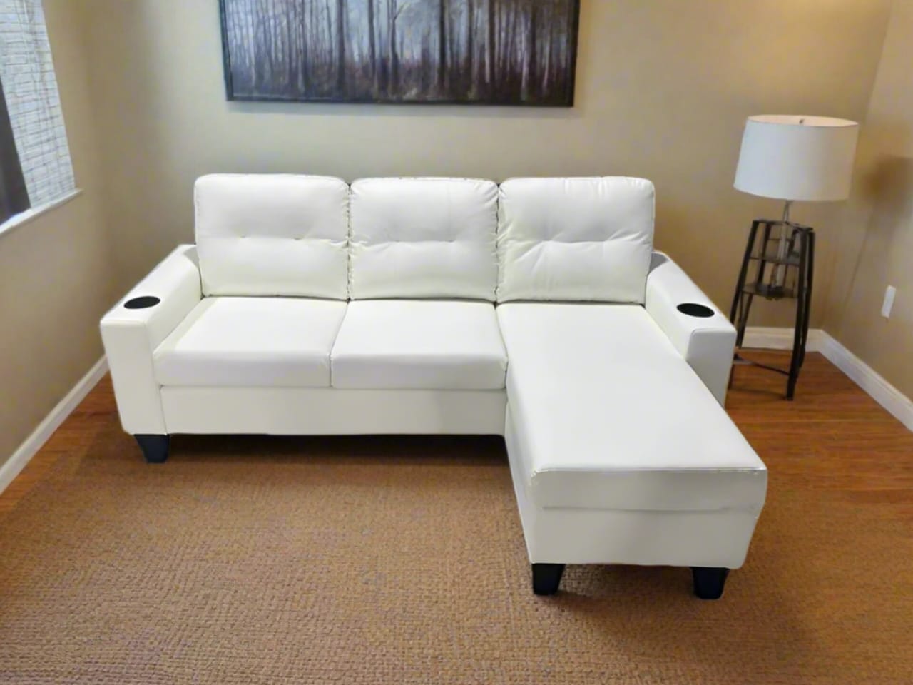 COZY 3 Seater Leather Couch (White)