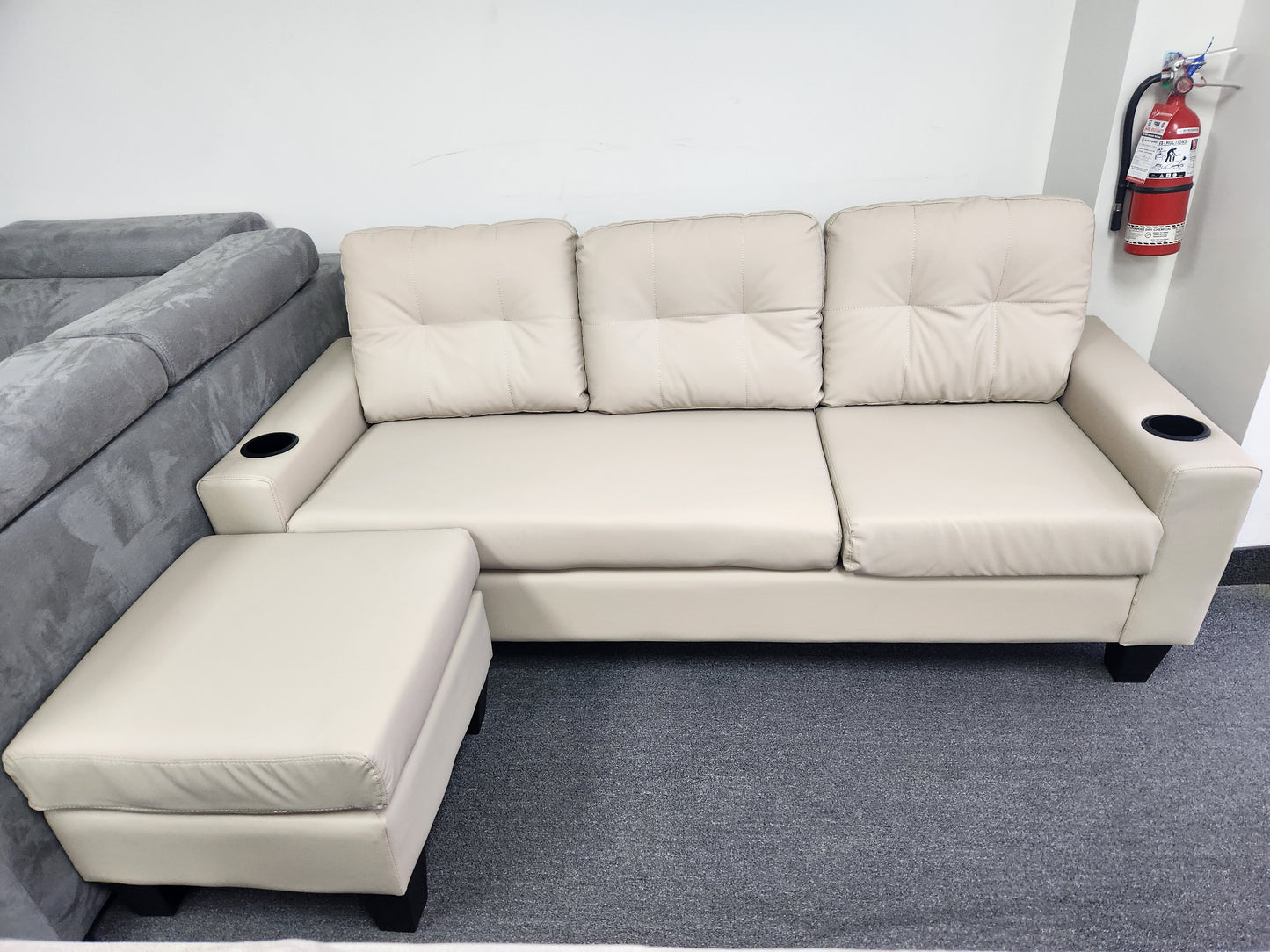 COZY 3 Seater Leather Couch (Beige)