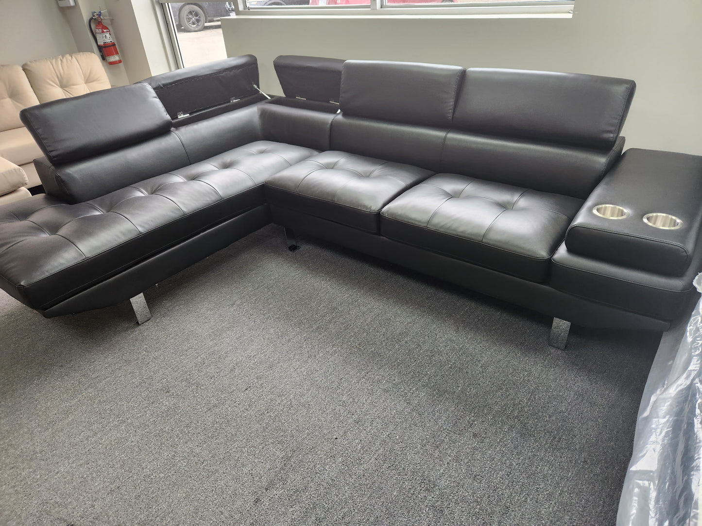 Vegas Sectional 5 Seater PU (Black)