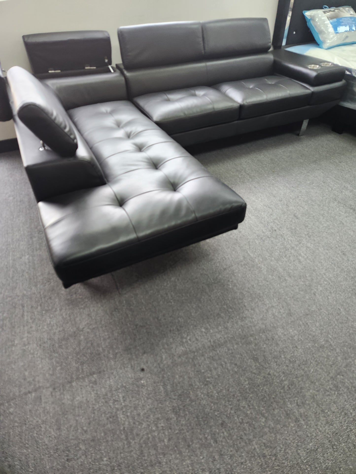 Vegas Sectional 5 Seater PU (Black)