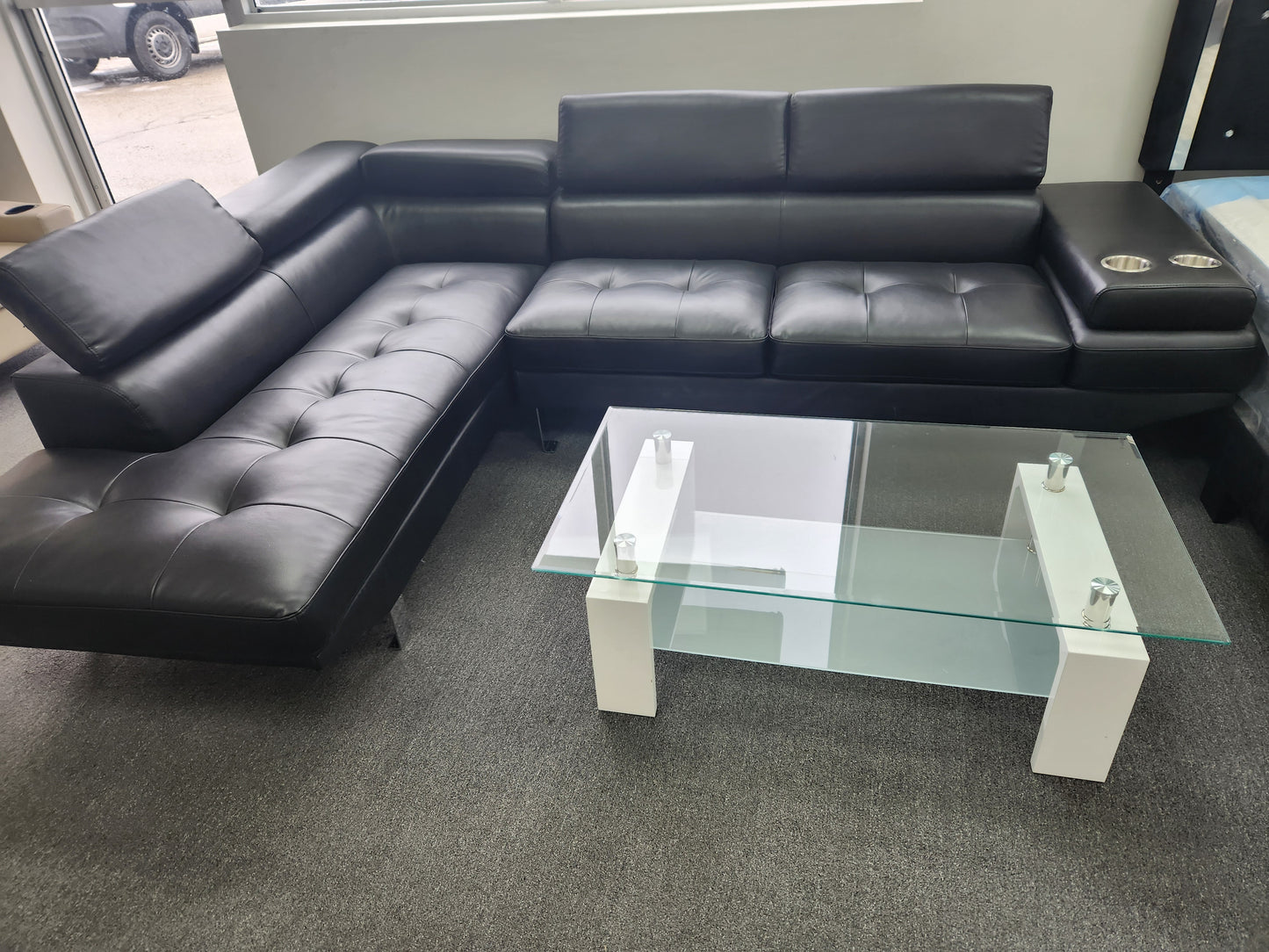 Vegas Sectional 5 Seater PU (Black)