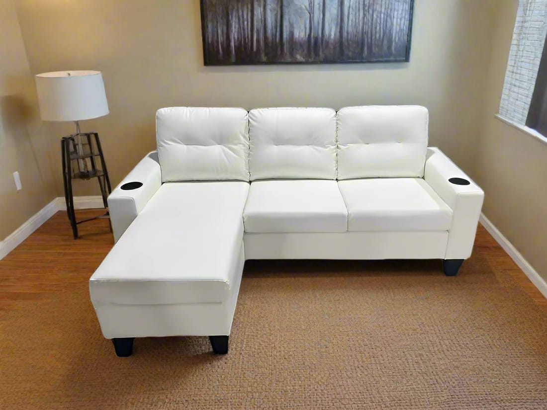 COZY 3 Seater Leather Couch (White)
