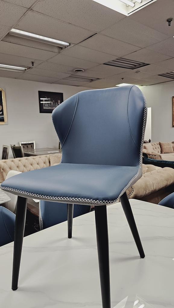 DT-19 Ceramic Dining Table Set (6 Seater with Blue Chairs)