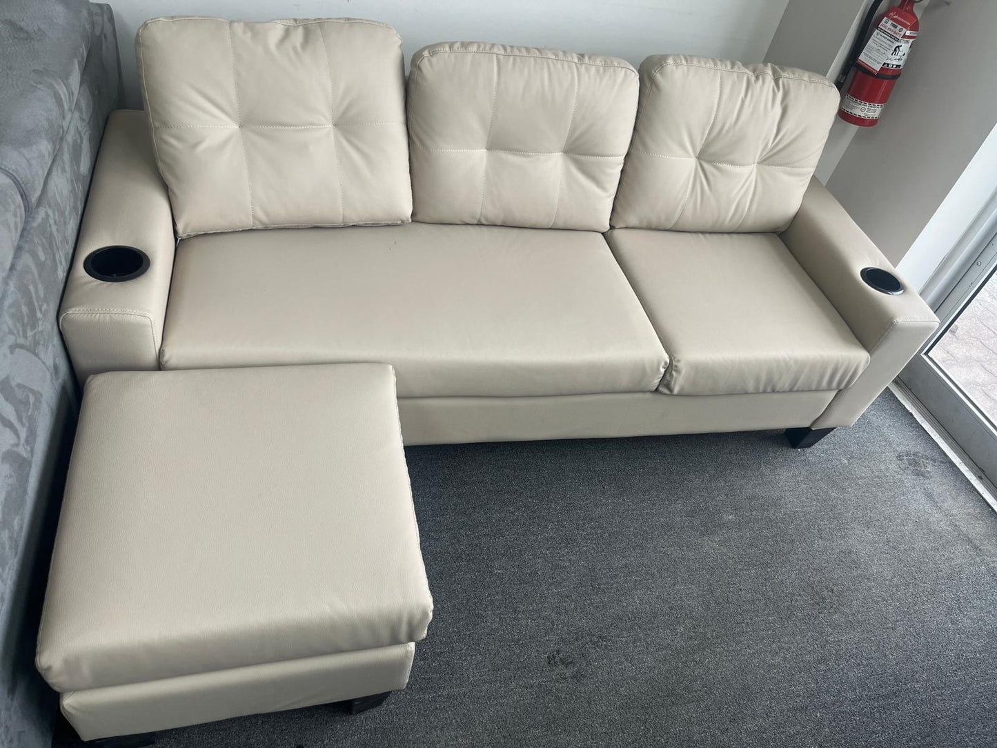 COZY 3 Seater Leather Couch (Beige)