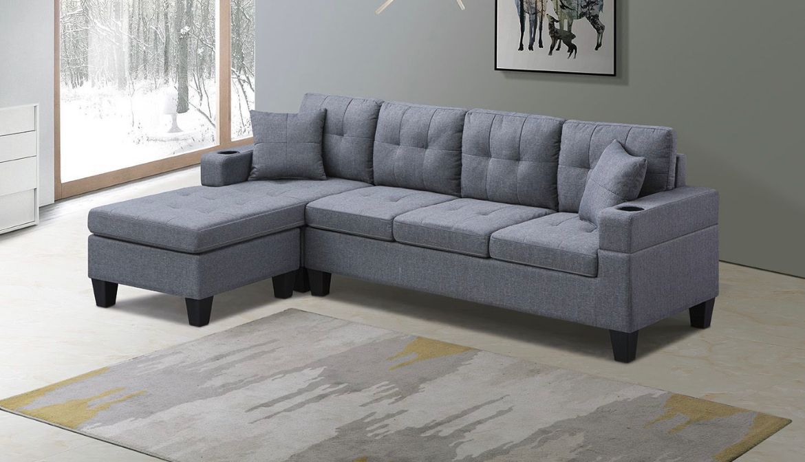 Dimond - Sectional 4 Seater - FABRIC (Grey)