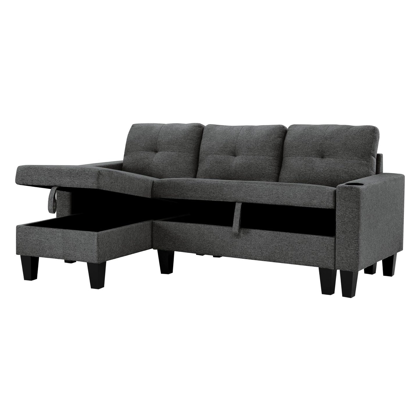 Jhonny Reversible Sectional (Black)