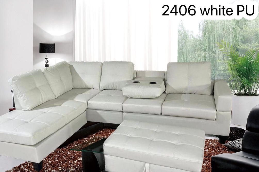 Roma Leather PU Sectional (Wite)