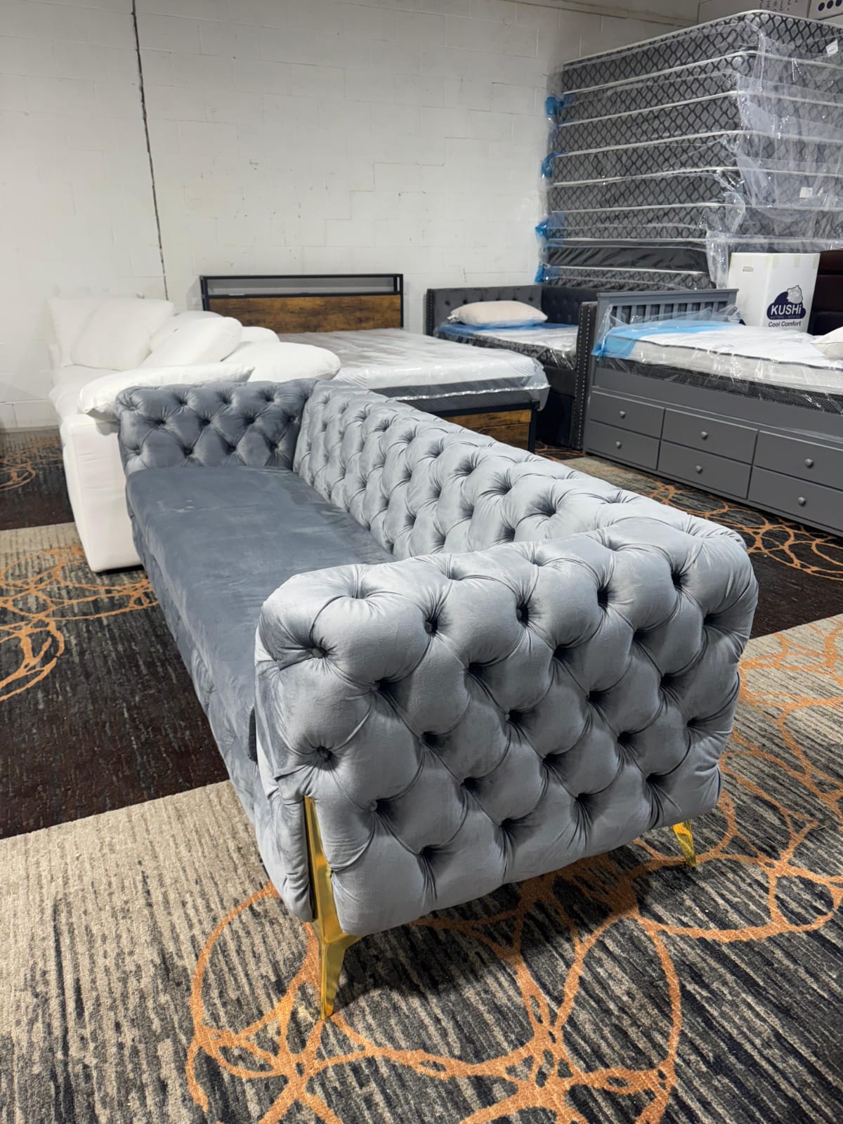 Turkish Tufted Sofa Set 3 + 2 + 1 (Grey)