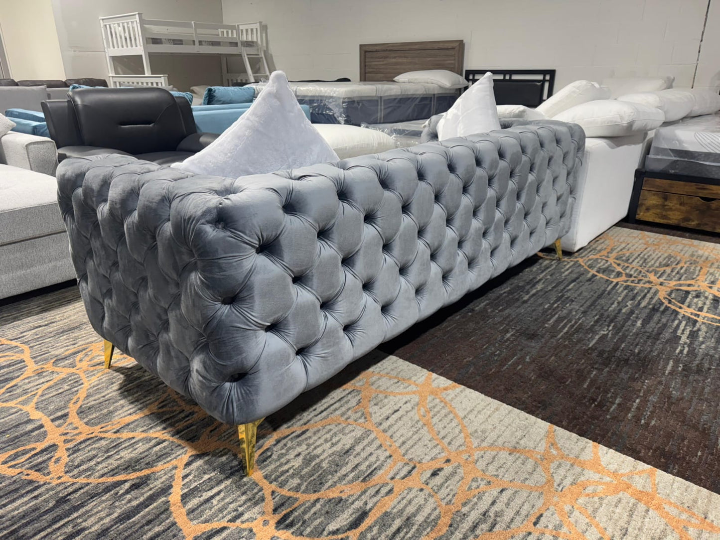 Turkish Tufted Sofa Set 3 + 2 + 1 (Grey)