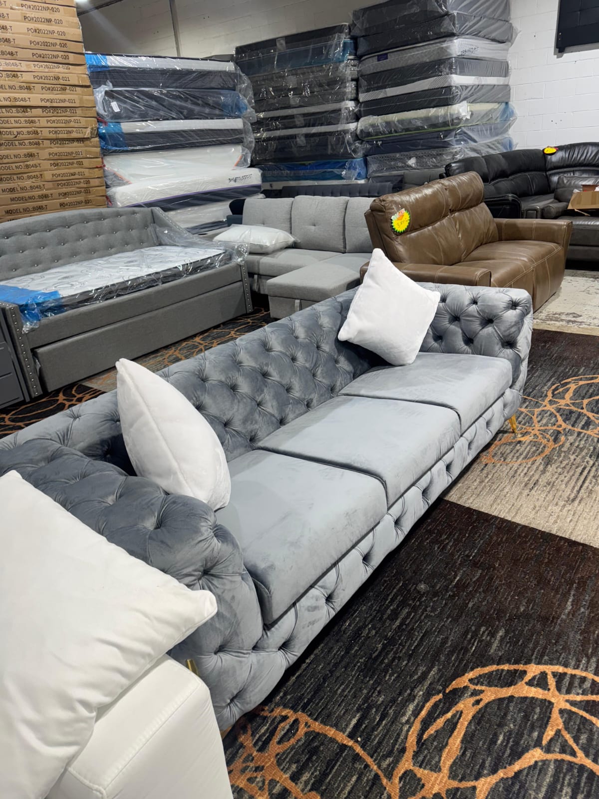 Turkish Tufted Sofa Set 3 + 2 + 1 (Grey)