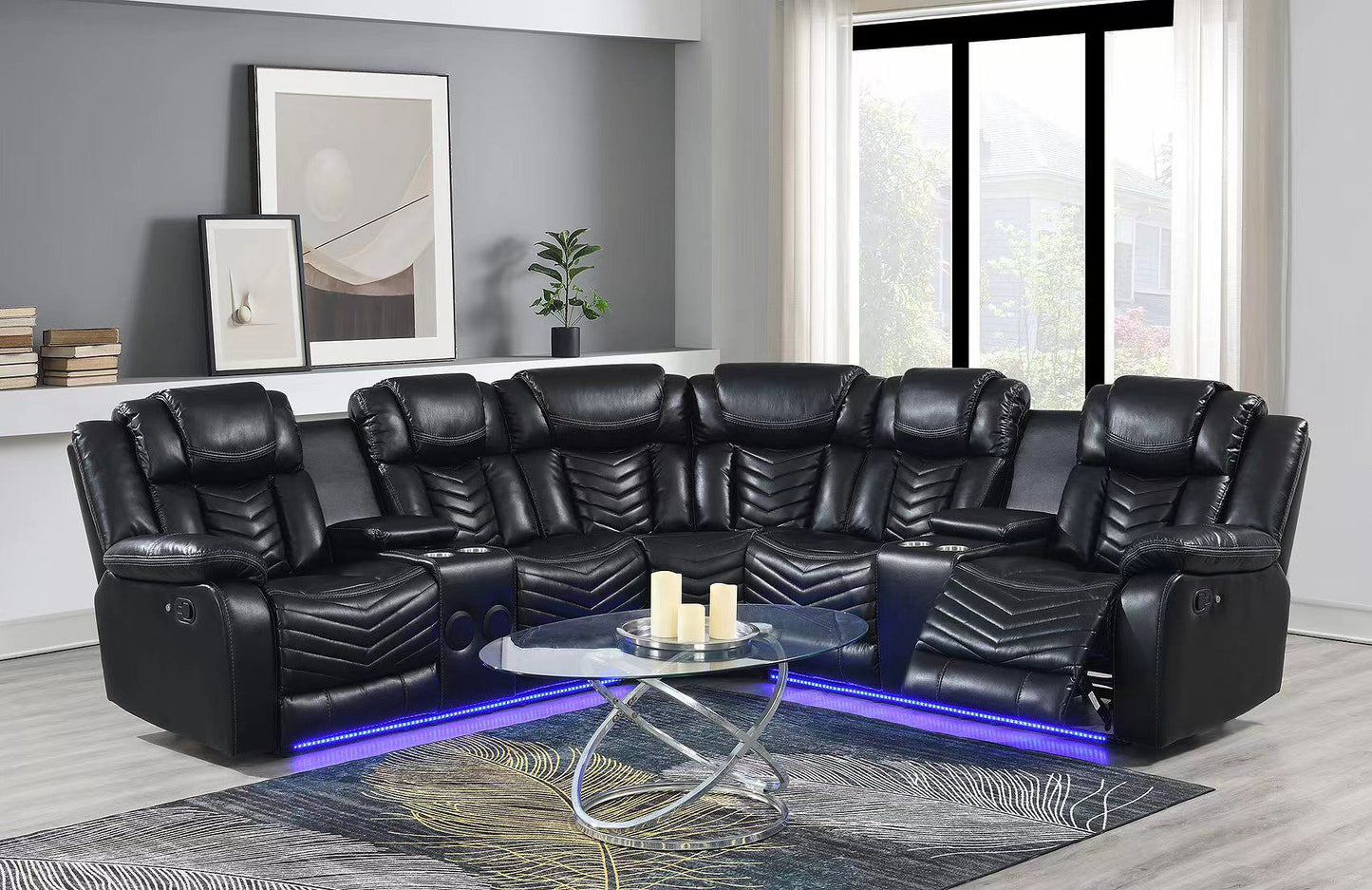 Rick Sectional Power Recliner (Black)