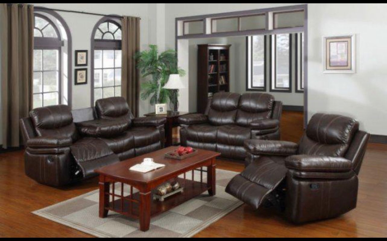 Alpha / Gaston - Manual Recliner Set ( Brown)