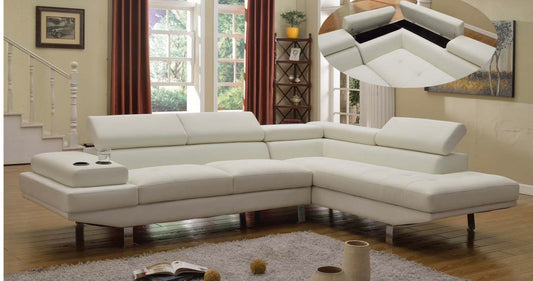 Vegas Sectional 5 Seater PU (White)