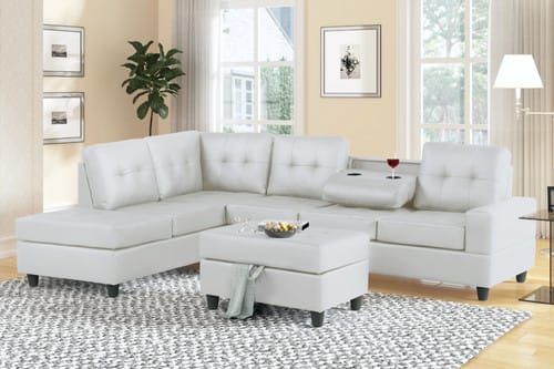 Roma Leather PU Sectional (Wite)