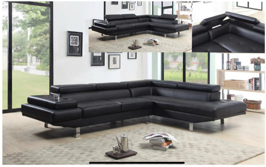 Vegas Sectional 5 Seater PU (Black)