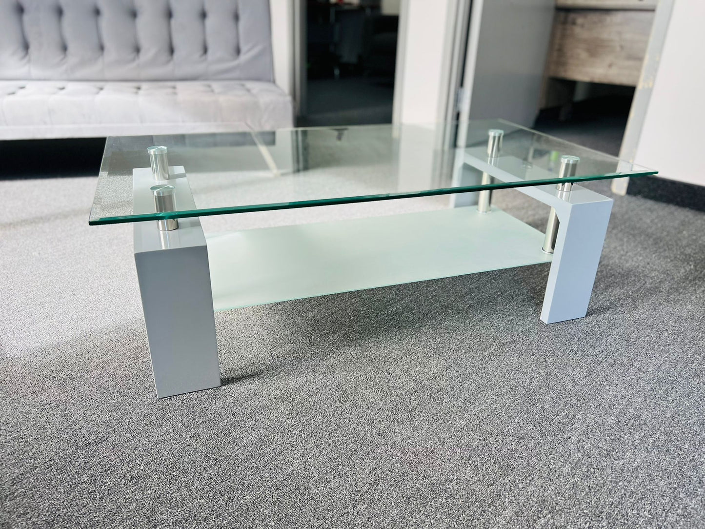 Coffee Table - Mirror Top with 4 Legs (Grey)
