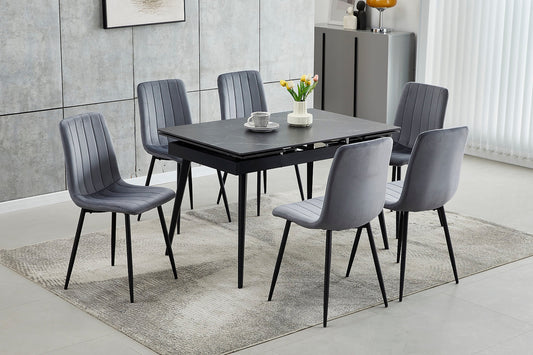 T-1472 / C-1474 Extendable Dining Table Set (Dark Grey)