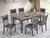 T-1080 - Antique Grey Square Dinning Set - 6 chairs & table