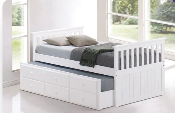 IF314 - Twin Over Twin Wooden Trundle Bed  With Storage Drawers