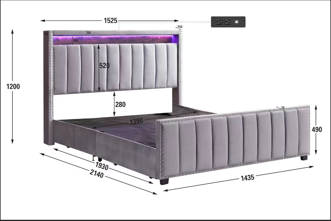 Mark Storage LED Bed Frame