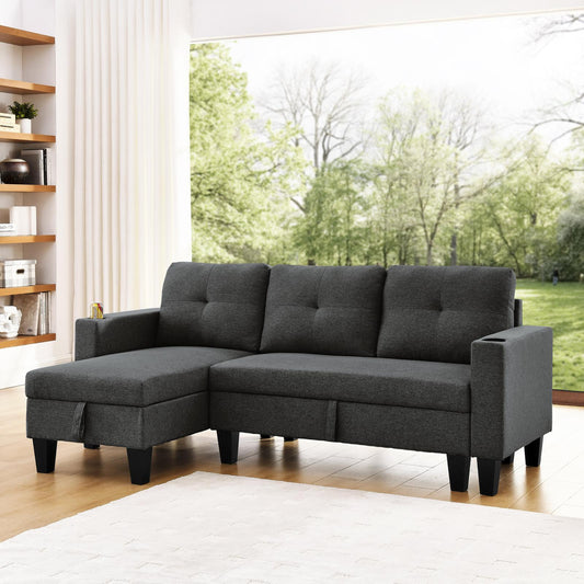 Jhonny Reversible Sectional (Black)
