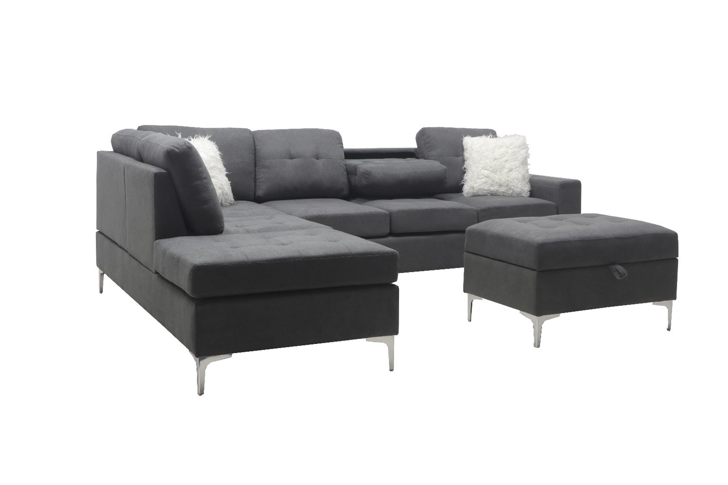 Lilly Hammer Fabric Family Sofa Metal Legs- 6 Seater