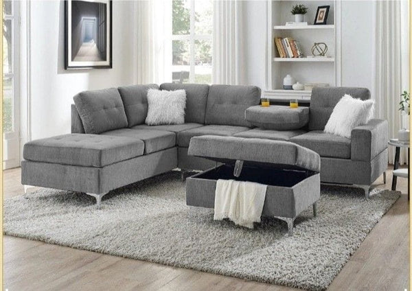 Lilly Hammer Fabric Family Sofa Metal Legs- 6 Seater