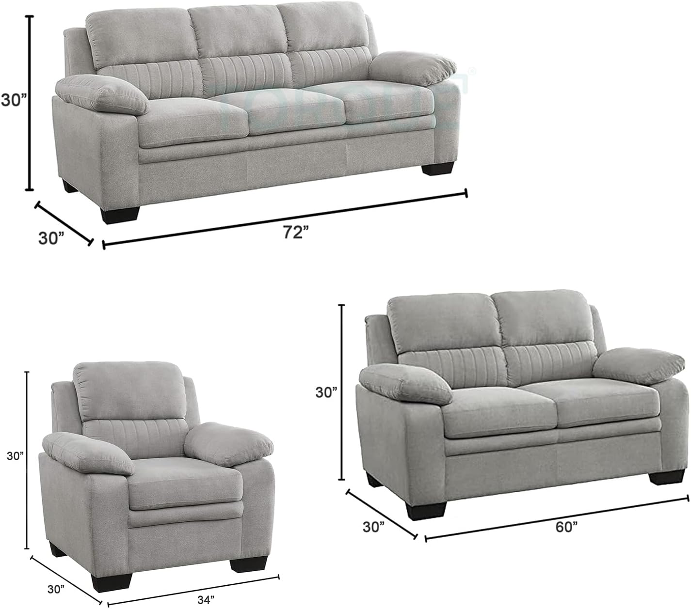 Lexicon Fabric Sofa Set 3 + 2 + 1