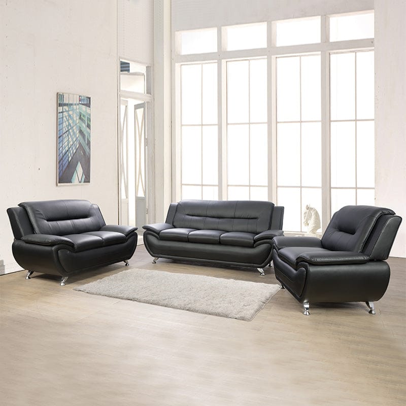 Speedy Full Black 3 Piece Sofa Set