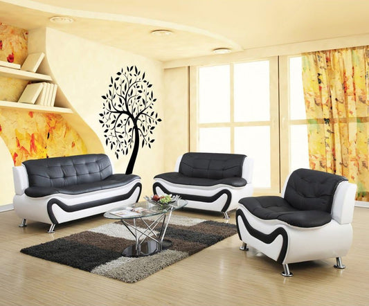 Speedy Auckland White & Black 3 Piece Sofa Set