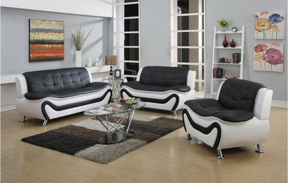 Speedy Auckland White & Black 3 Piece Sofa Set