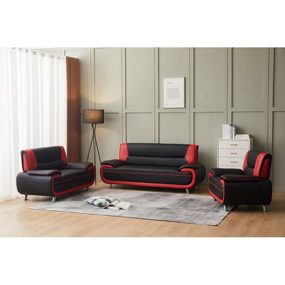 Speedy Dalia Black & Red 3 Piece Sofa Set