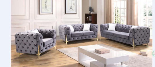Turkish Tufted Sofa Set 3 + 2 + 1 (Grey)