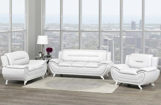 SPEEDY - Leather Faux Sofa Set 3 + 2 + 1  (White)