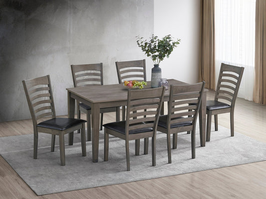 T-1080 - Antique Grey Square Dinning Set - 6 chairs & table