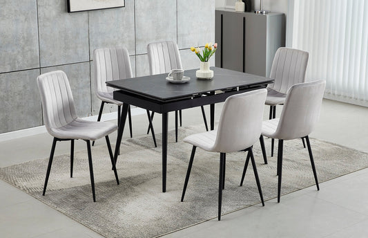 T-1472 / C-1474 Extendable Dining Table Set (Light Grey)