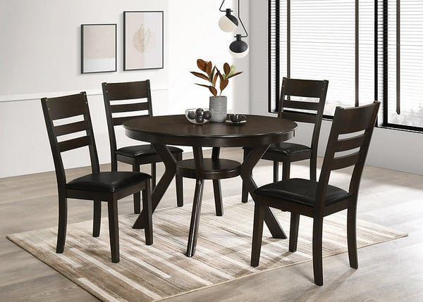 T-1085 - Espresso Round  Dinning Set - 4 chairs & table