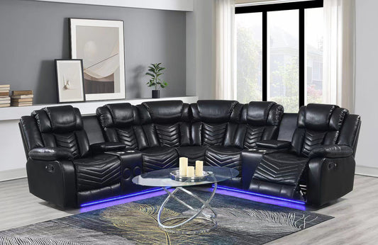 Rick Sectional Power Recliner (Black)